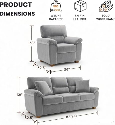 Image of Anderson Sofa Set for Living Room | Sectional Sofas | Premium Leather Sofa for Home Office | Leather Sofa Set | Leatherette Sofa (Light Grey Fabric, 3+1+1 Seater)