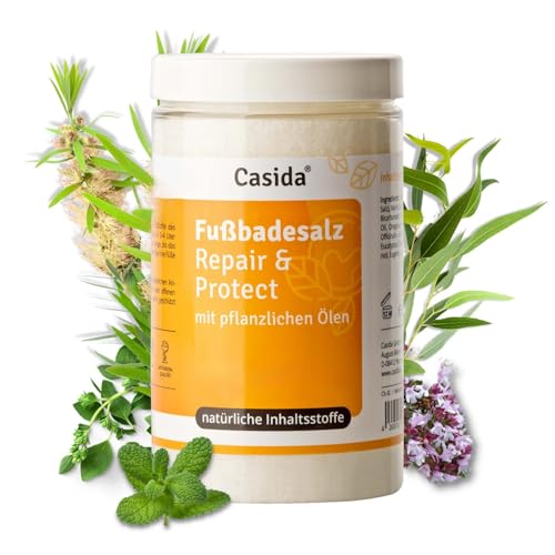 Casida® Sal para Baño de Pies Repair & Protect - higiene y cuidado de uñas y pies - con aceites vegetales - calidad de farmacias - 375g