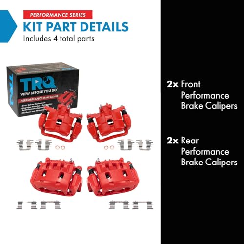 Image of TRQ Performance Front and Rear Brake Caliper Set Coated Brackets Compatible with 2004-2008 Subaru Forester 2004-2005 Impreza