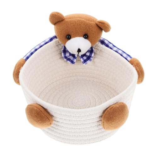 Woven Rope Organizer Basket with Cute Cartoon Decorative Storage Bin for Snacks Cosmetics and More for Home Decor and Giving
