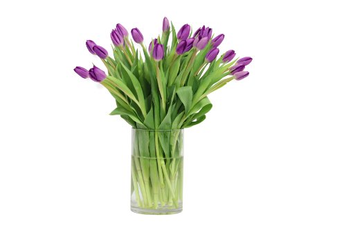 Image of KaBloom-30 Purple Tulip Bouquet,Flowers for Valentine, Mother's Day