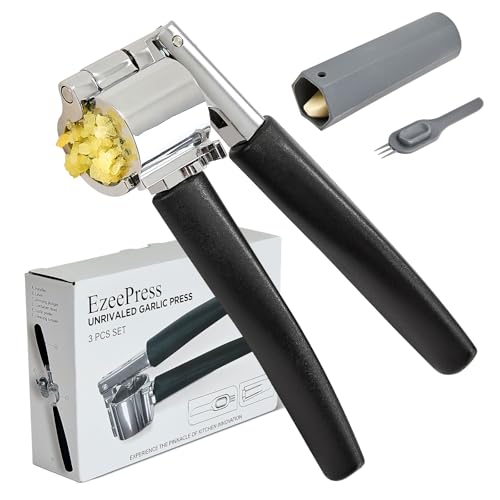 Garlic Press Mincer, Crusher Set with Removable Chamber - Ergonomic Handle, Dishwasher Safe, Easy to...