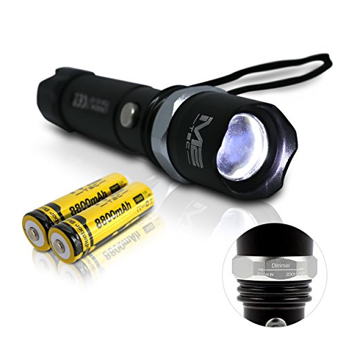 Oramics Swat Cree LED Taschenlampe mit Akku + inkl. Ladegerät und Zoomfunktion (Schwarz Neues Modell)