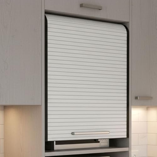 QSTGX Puerta Enrollable Armario Puerta Enrollable PVC Kit de Descendente Para Gabinetes de Cocina, Caravanas, Autocaravanas, Oficinas Y Hoteles(25x50 cm/9.84x19.69 in)