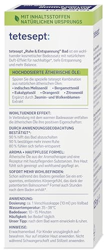 tetesept Ruhe & Entspannung Bad - 1 x 125 ml - Gesundheitsbad mit 5 ätherischen Ölen für innere Ruhe und mehr Balance – kosmetischer Badezusatz mit Hautpflege Formel