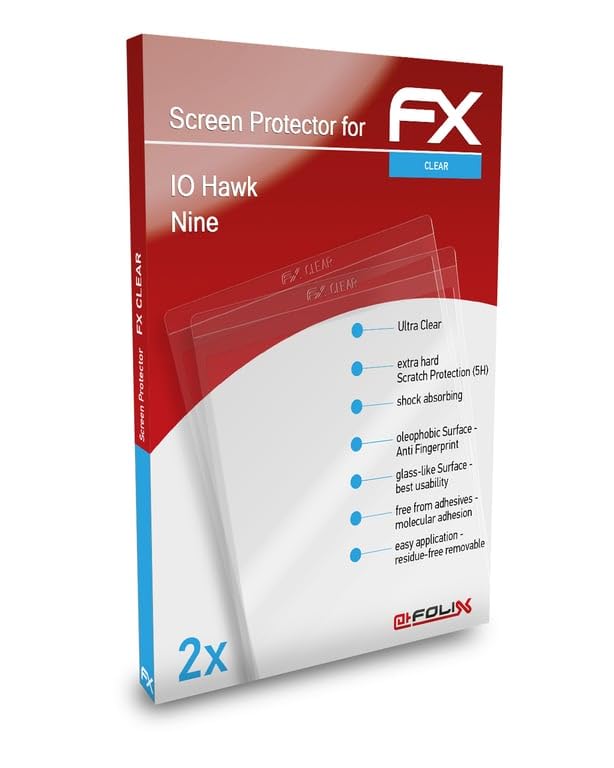atFoliXScreen Protection Film compatible with IO Hawk Nine Screen Protector, ultra-clear FX Protective Film (2X)