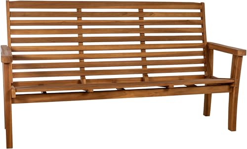 CLP Banc de Jardin Nicosia en Teck Resistant aux intemperies, Dossier inclinable, Banc en Bois avec Dossier, Robuste et Facile a Entretenir, Couleur:Teck,...