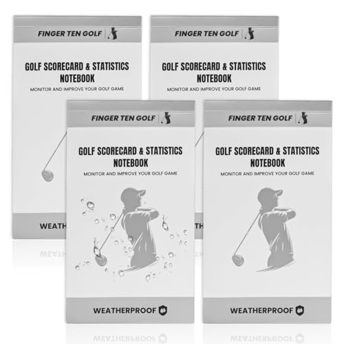 FINGER TEN Golf Scorecard Book Stats Statistics Log Notebook Waterproof Paper Value 1/2/4/8 Pack, Fit Golf Score Card Holder Cover (4 Pack)