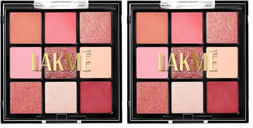 Image of LAKME 9 in 1 Eyeshadow Palette, Blush Bloom, 11.7g, for Glamorous Eye Makeup, with One-Stroke Payoff & Blendable Formula, Matte Shimmer Metallic Shades, for Women (Pack of 2)