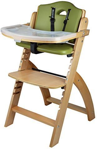 Abiie Beyond Wooden High Chair with Tray.The Perfect Seating Highchair Solution for Your Child As Toddler's or a Dining Chair (6 Months & up) (Natural - Olive Cushion) by Abiie