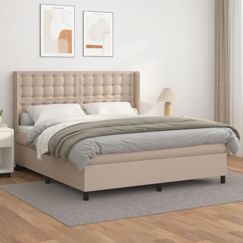 RCODSSK Boxspringbett mit Matratze 160x200 cm in Kunstleder Cappuccino-Braun, mittelharte Taschenfederkernmatratze und höhenverstellbares Kopfteil RCODSSK Boxspringbett mit Matratze 160x200 cm in Kunstleder Cappuccino-Braun, mittelharte Taschenfederkernmatratze und höhenverstellbares Kopfteil