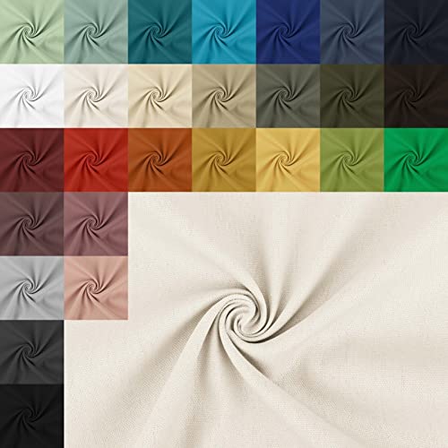 Canvas stabiler Stoff Meterware - reißfester Taschenstoff - schwerer Baumwollstoff - Baumwolle Uni - Trachtenstoff - Panama - 50 x 150 cm, Farbe: 051 creme