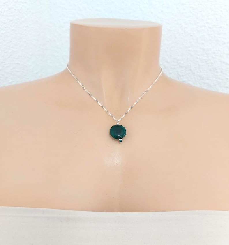 Pendentif jade vert véritable et chaîne en argent sterling 925 - 4