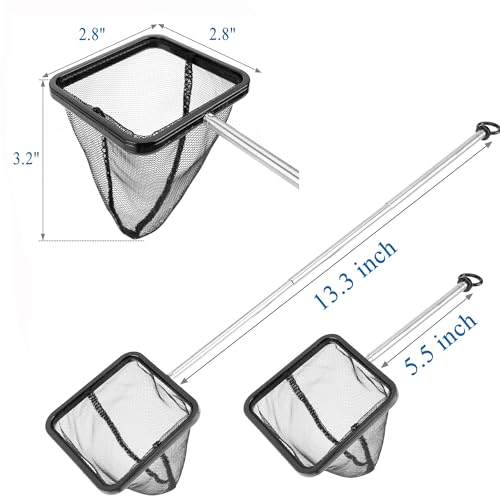 Image of Lpraer Aquarium Fish Net with Extendable Stainless Steel Long Handle Fine Mesh Net for Fish Tank