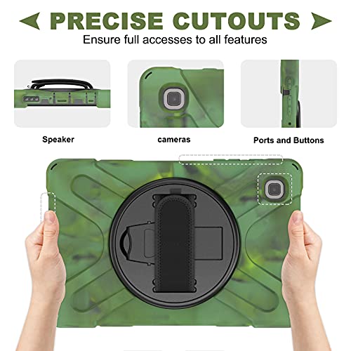 Kiq Samsung Galaxy Tab A7 Lite Case 8.7'' With Screen Protector With Rotating Hand Strap Kickstand Samsung Galaxy Tab A7 Lite Tablet Case Kid Proof 2021 Sm-T220/T225/T227 (Shield Camouflage) #TOP3