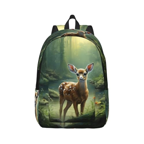 ZASJTO Mochila de viagem Lost Deer para homens e mulheres – Mochila moderna para viagens e trabalho, serve para laptops de 15 a 17 polegadas, Preto, Small