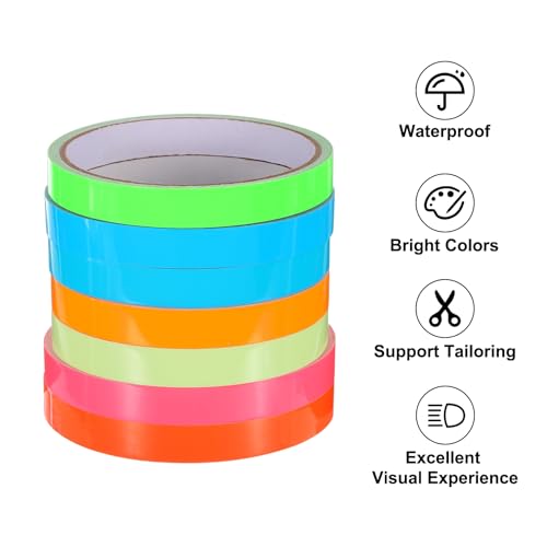 Image of uxcell 7Rolls Glow in The Dark Tape, 0.47 inch x 9.8 ft Fluorescent Adhesive Tape Luminous Tape for Stairs, Walls, Steps, Exit Sign, Home Decoration, Orange