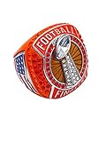 Anillos deportivos de descuento, anillo finalista de fútbol: premio al jugador, colores surtidos y piedras preciosas (naranja)