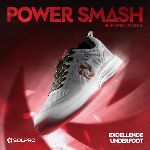 Image of SOLPRO Power Smash Badminton Shoes | Flex Support Outsole | Court Grip | Shock Absorbing Cushion | Breathable Mesh Upper | Stability Ridges