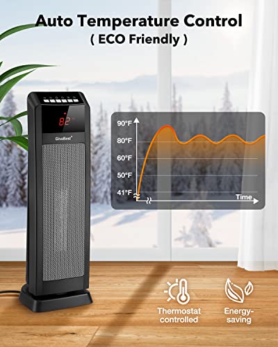 Givebest 24" Space Heater, Fast Heating Portable Electric Heater With Remote And Timer, Overheat And Safety Tip-Over Protection, Oscillating Ceramic Heater For Bedroom, Office, And Indoor Use, Black #TOP2