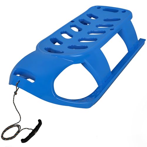 KOTARBAU® Schlitten für Kinder - 87 x 45 x 26 cm - Kunststoff Schlitten für Erwachsene - Rodel - Kinderschlitten mit Metallkufen & Zugseil - Stabil & Robust - Blau