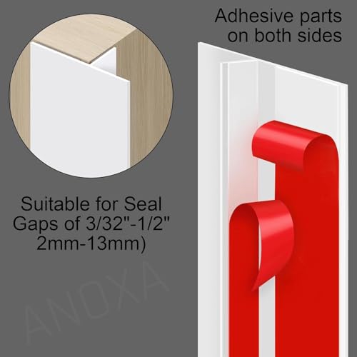 Image of ANOXA T-Shaped Clear Silicone Seal Strip, Weather Stripping Door Seal Strip for Door & Windows Gaps, Under Door Draft Stopper Silicone & Self-Adhesive Weatherstrip (3 Meter) (White)