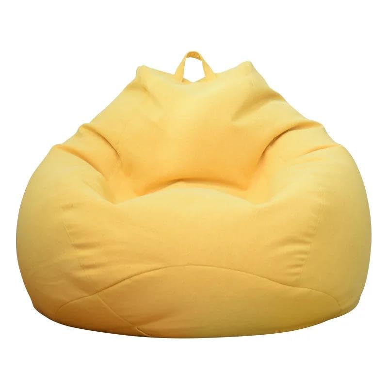 UGEFKMQ Pouf Fauteuil Pouf Housse Chaise Rangement Peluche Canapé Paresseux Pouf Peluche Housse Chaise Rangement Fauteuils Poire Pour Salon(sans Remplissage),Jaune,100 Cm * 120 Cm