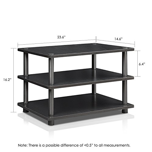 Image of Furinno TURN-N-TUBE TV Stand, 3-Tier Corner Entertainment Center, Open Shelf Design TV Console for TV up to 25 Inch, Toolless Assembly, for Living Room, Bedroom, Blackwood