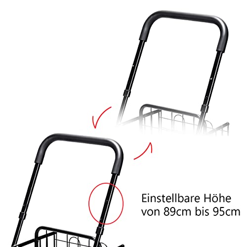 GOPLUS Klappbarer Einkaufswagen, Einkaufstrolley mit Verstellbarem Griff & 4 Universalrädern, Rollwagen Allzweckwagen… – Bild 5