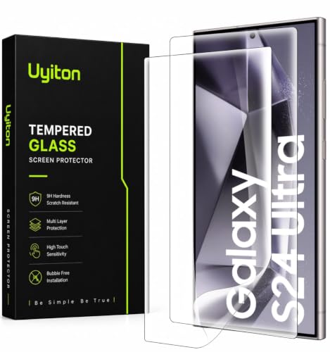 Image of Uyiton 2 Pack Screen Protector for Samsung Galaxy S24 Ultra (6.8-inch Curved Display) | HD Clear Flexible Film | Bubble-Free Easy Installation Kit | Scratch Resistant | Case Friendly