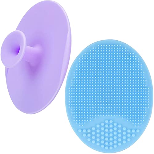 LYMGS Silicone Facial Cleansing Brush, Soft Manual Face Scrub Clean Tool Exfoliator Blackhead Acne Pore Pad Cradle Cap Face Wash Brush for Deep Cleaning Skin Care, Blue 1 Pack