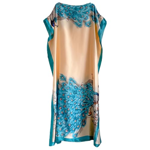 Robes caftan pour femmes en soie simulée avec écharpe chic