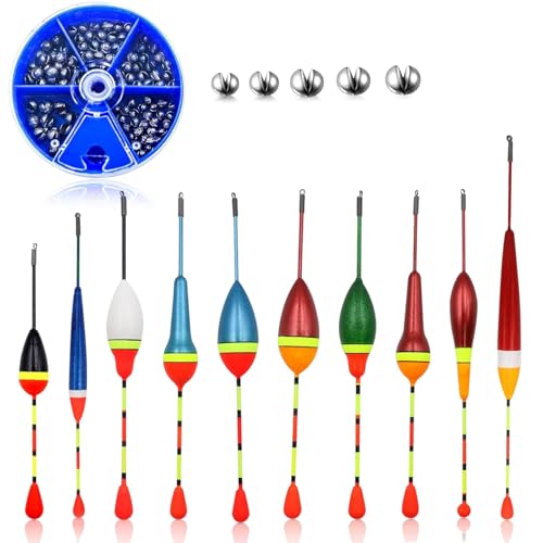 SZSMW 10 Flotadores de Pesca - Corchos de Pesca - Boyas de Pesca - Adecuado para La MayoríA de Los Tipos de Pesca,Ideal para Principiantes Y Profesionales, Herramienta Ideal(Cable Abierto En Una Caja)