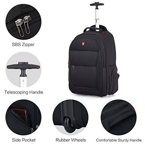 Oiwas Rolling Backpack For Laptop Large Wheeled School Bookbag Roller Daypack Travel Business Bags Suitcase Men Women #TOP4