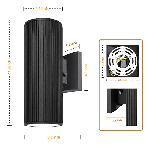 Zuukole Dusk To Dawn Sensor Outdoor Wall Light, Exterior Lighting - Etl Listed, Die-Casting Aluminum Waterproof Wall Mount Cylinder Design - Up Down Light Fixture For Porch, Garage, Garden And Patio #TOP5