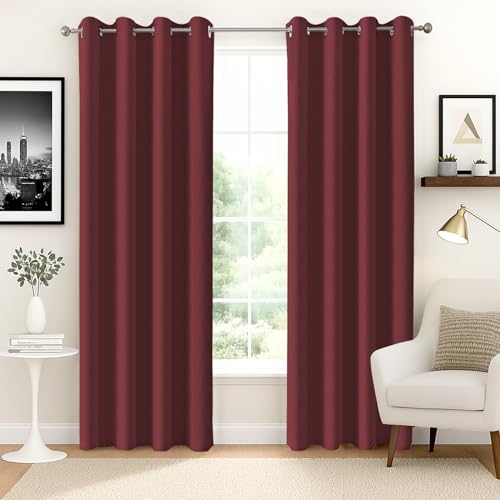 Image of Homestan 90% Blackout Door Curtains 8 Feet Long Set of 2, Room Darkening Parda with Grommet Design for Home Decor (8x4 Feet, Maroon)