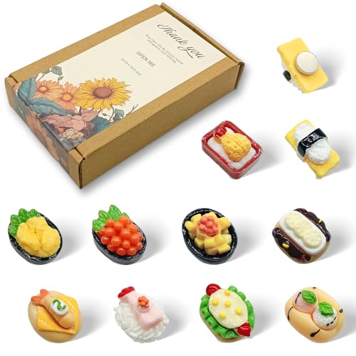 10 Imánes decorativos 3D mini sushi en resina