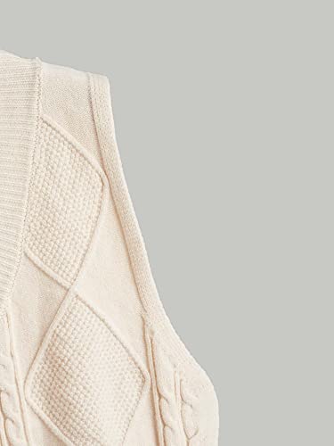 Verdusa Women's Button Up Sleeveless Sweater Vest Cable Knit Crop Top Outerwear4