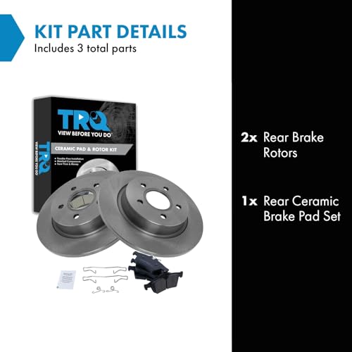Image of TRQ Rear Brake Pad and Rotor Set Ceramic Compatible with 2008-2013 Volvo C30 2006-2013 C70 2006-2011 S40 2006-2011 V50
