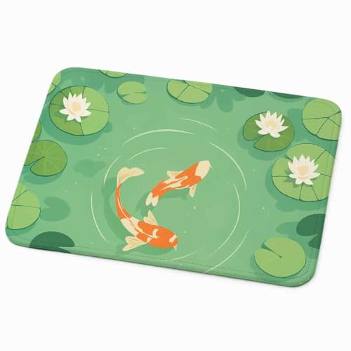 Image of Mouse Pad for Laptop & Desktop | 9x7 Inch Anti-Fray Stitched Edges | Non-Slip Rubber Base | Desk Setup Accessory for Students, Gamers & Professionals (Fish in Pond)