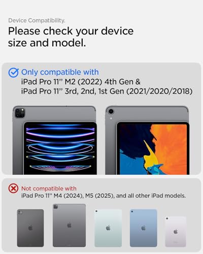 Image of Spigen for iPad Pro 11 inch Case M2 4th Generation (2022) / 3rd Generation (2021), Liquid Air Folio Protective Tri-Fold Cover with Transparent Back, Black