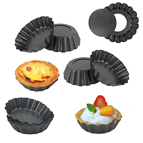 KUAYB 10PCS Egg Tart Molds 3 inch Mini Tart Pans with Removable Bottom, Gourmetian