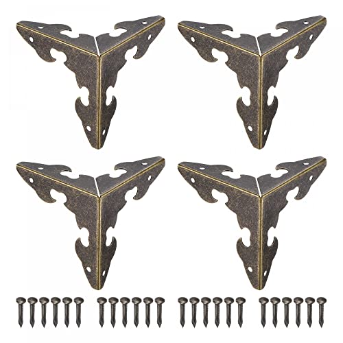 Image of uxcell 30x30x30mm Metal Box Corner Protectors Edge Guard Bronze Tone 8pcs