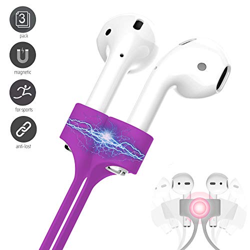 Image of Ultra Strong Magnetic Airpod Pro Strap Anti-Lost Cord Sports Lanyard Compatible with Airpods 3rd 2nd Generation Pro 3 2 1 (3 Purple)