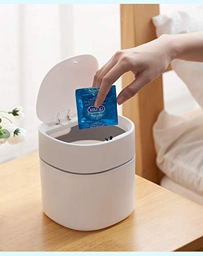 ETRAVEL Small bin office desk bin with lid for countertop, cosmetic table top, bathroom, bedroom, kids (BLUE)