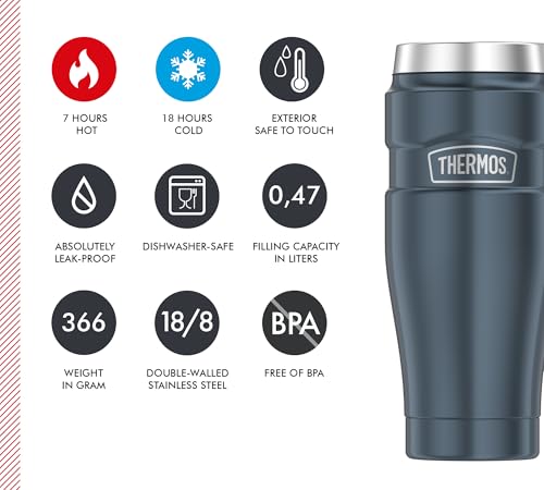 Thermos STAINLESS KING Thermobecher aus Edelstahl ice grey 0,47l - Coffee to Go Becher, absolut dicht, spülmaschinenfest, 7h heiß & 18h kalt, mit Haken für Teebeutel, BPA-frei 5