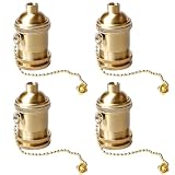 4 pezzi Portalampada vintage E27, supporto lampada con catena e interruttore a fune, suppo...