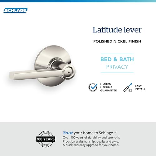 Image of SCHLAGE F40 LAT 618 Latitude Privacy, 1 Pack, Polished Nickel