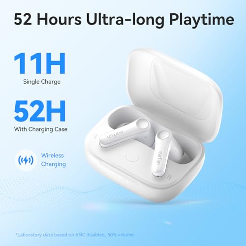 Image of EarFun Air Pro 4 Hybrid Adaptive Noise Canceling Wireless Earbuds Bluetooth,2024 VGP Award,Qualcomm Snapdragon Sound, aptX Lossless, 6 Mics AI CVC Call, LDAC Hi-Res Audio,52H Playtime,Glossy White
