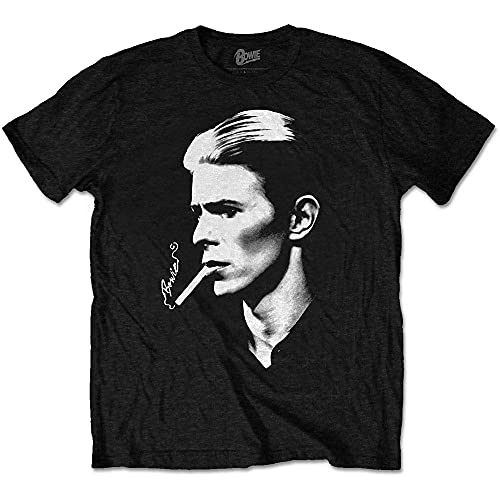 David Bowie T Shirt Smoke Side Profile Nouveau Officiel Homme Noir Size XXL